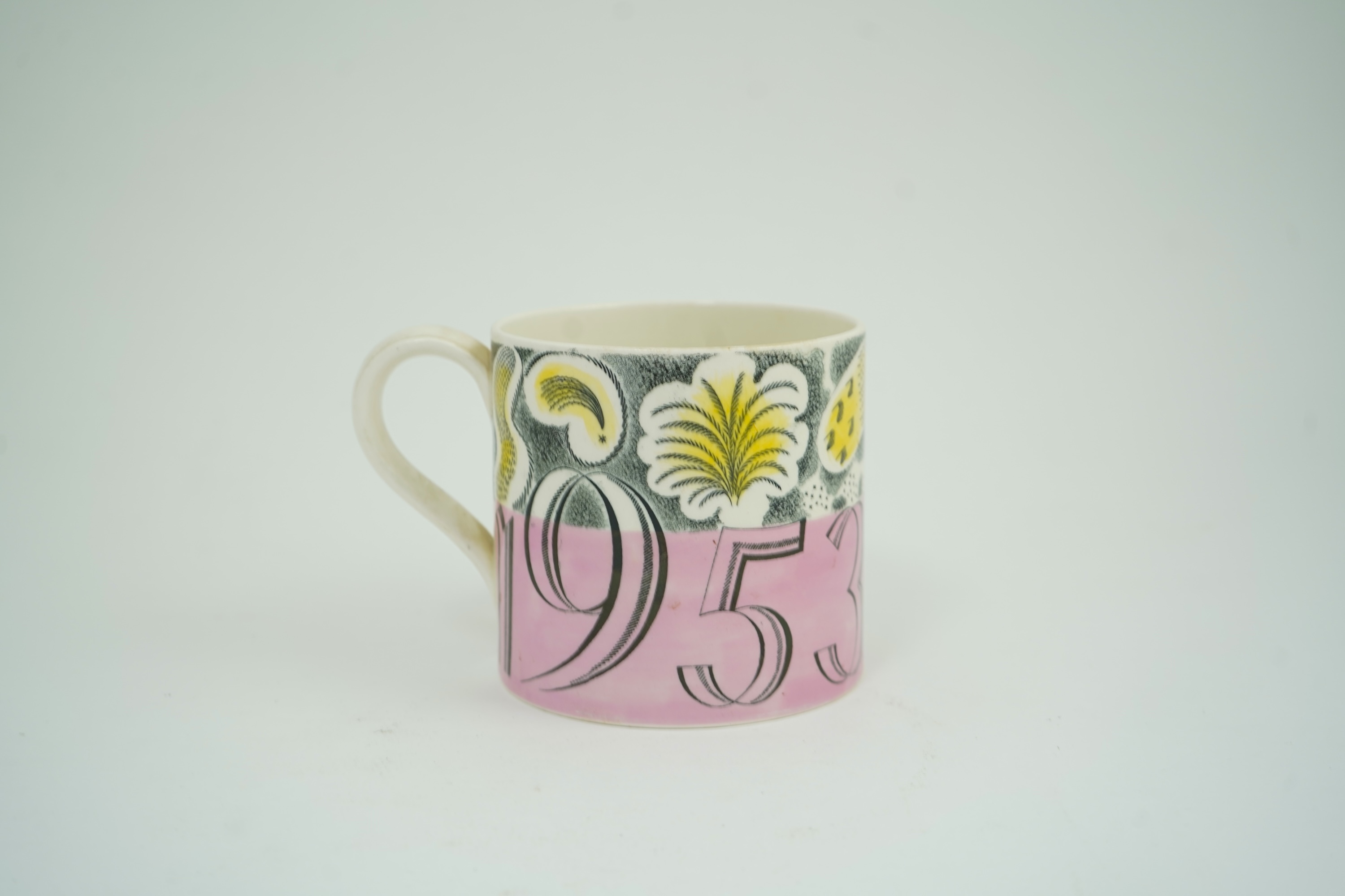 Eric Ravilious (1903-1942) for Wedgwood: A 1953 Queen Elizabeth II Coronation commemorative mug